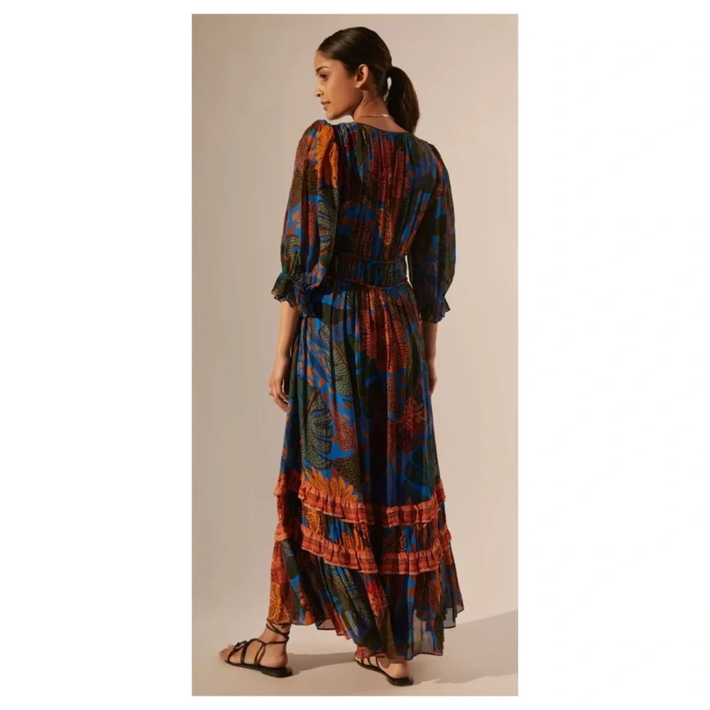 FARM Rio Blue and Orange Floral Maxi Dress - Picture 3 of 14